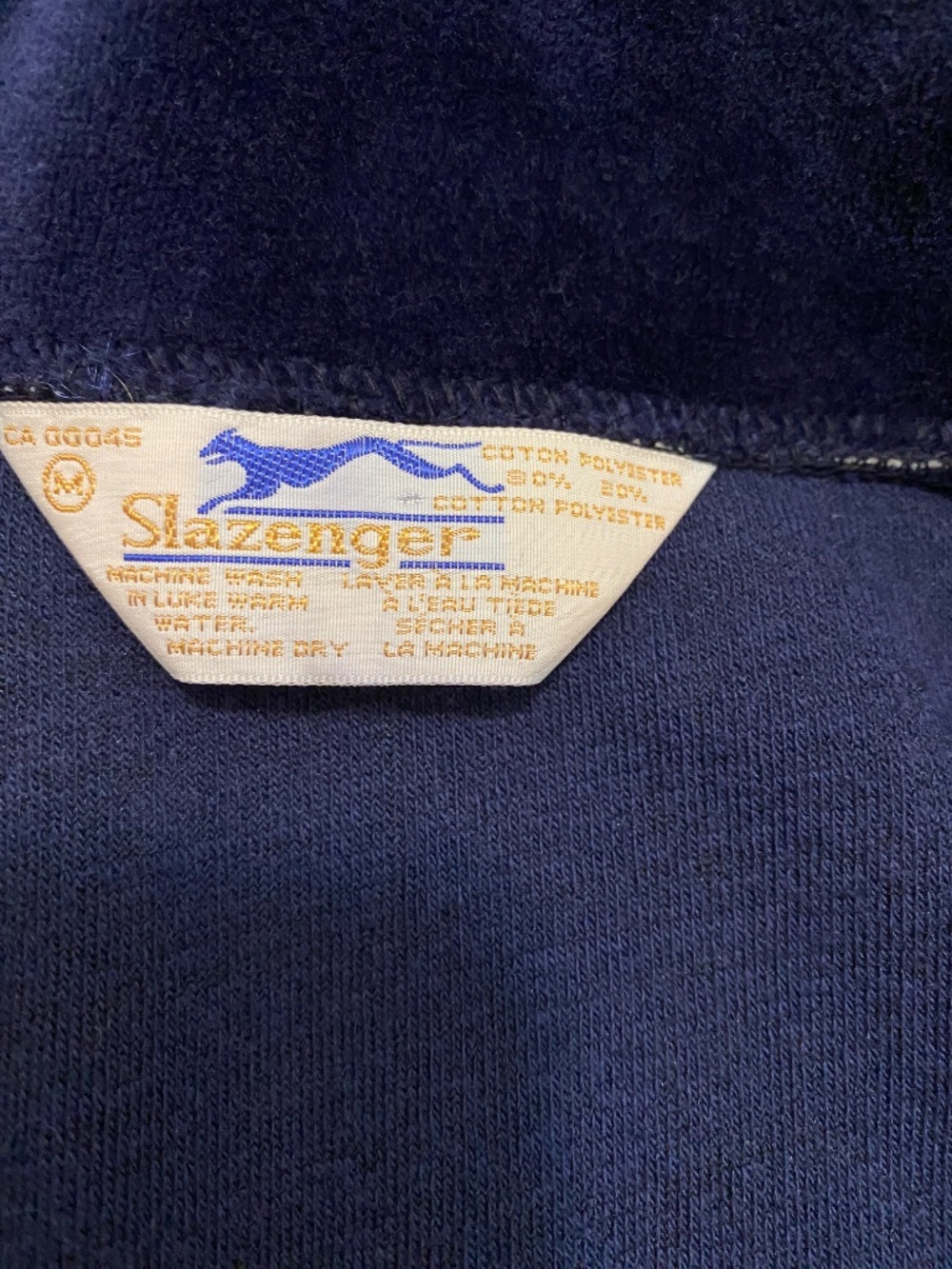 Slazenger Vintage Blue Velour Zip Up Jacket Size M - Picture 2 of 7